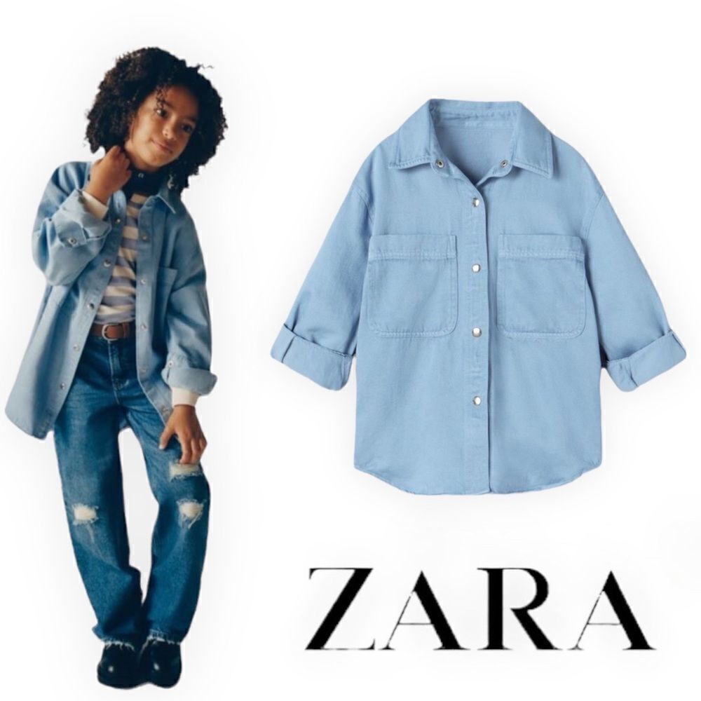 ZARA Kids | Blue | FLOWY SNAP BUTTON OVERSHIRT